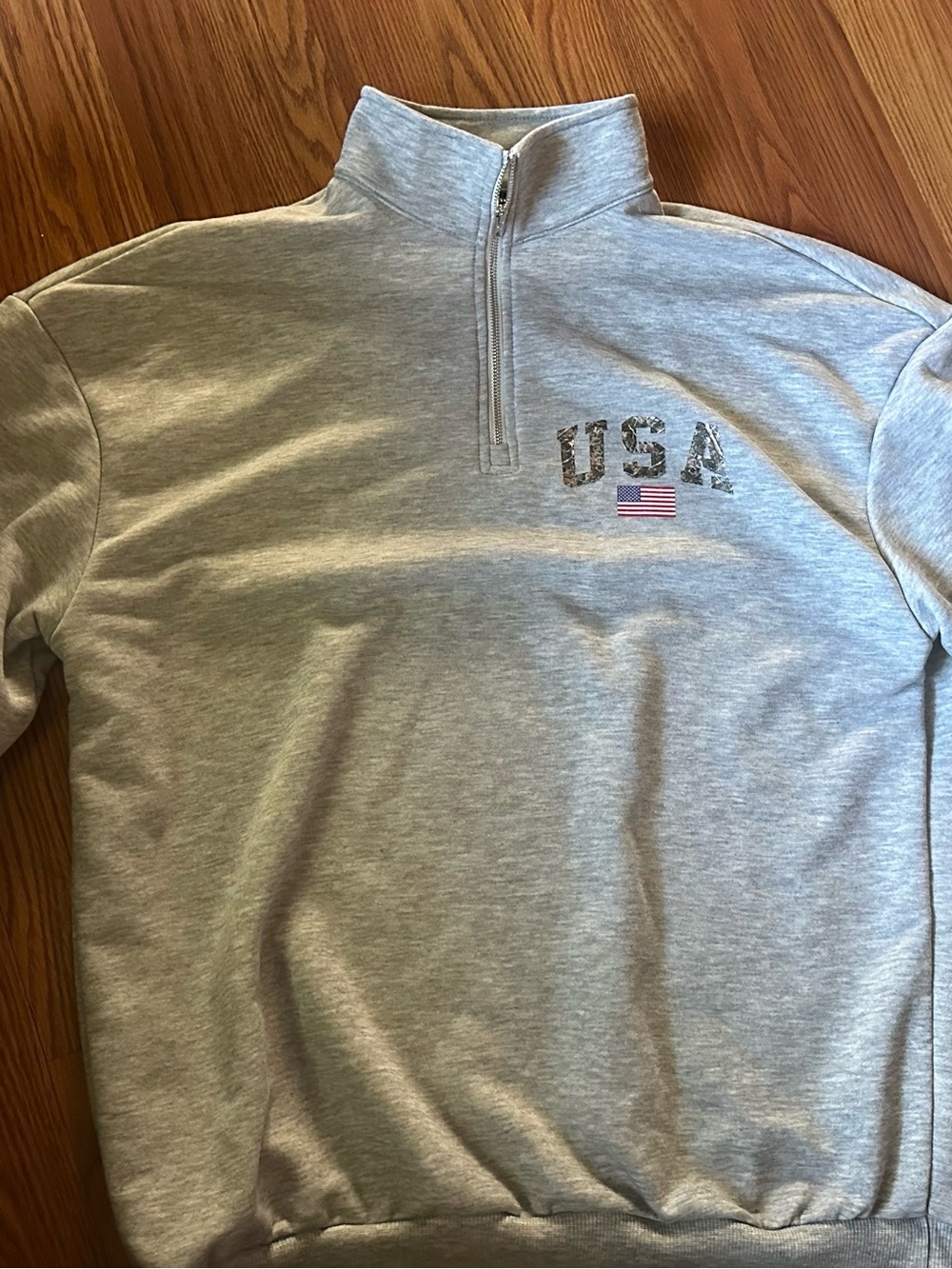 SHEIN USA Quarter Zip Sweatshirt Gray Cozy Casual Pullover Size Small